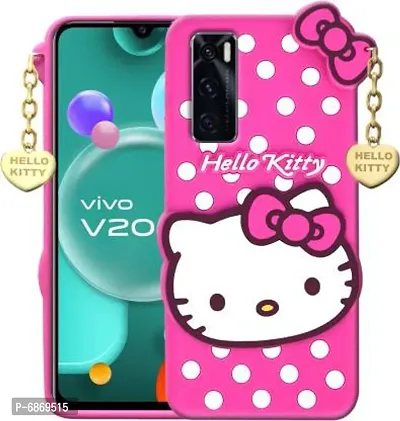 Stylish Trendy Hello Kitty Back Cover For Vivo V20Se Soft Silicon Girls Phone Case Cover