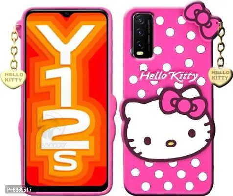 Stylish Trendy Hello Kitty Back Cover For Vivo Y12s Soft Silicon Girls Phone Case Cover