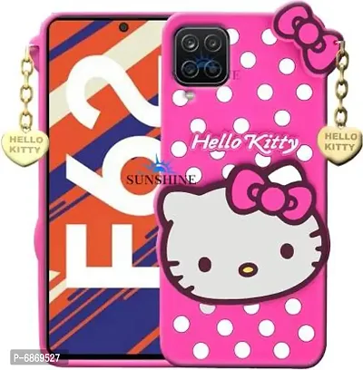 Stylish Trendy Hello Kitty Back Cover For Samsung Galaxy F62 Soft Silicon Girls Phone Case Cover