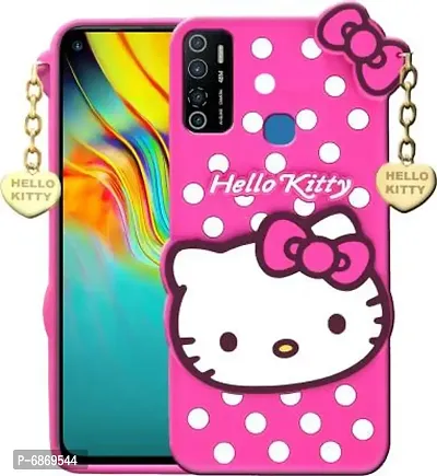 Stylish Trendy Hello Kitty Back Cover For Infinix Hot 9 Pro Soft Silicon Girls Phone Case Cover-thumb0