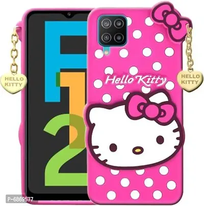 Stylish Trendy Hello Kitty Back Cover For Samsung Galaxy F12 Soft Silicon Girls Phone Case Cover