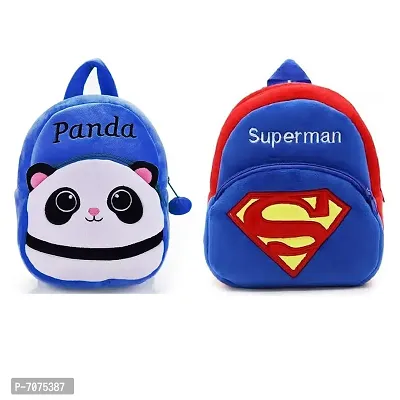 Down Panda Blue and SuperMan Blue Kids School Bag Cartoon Backpacks