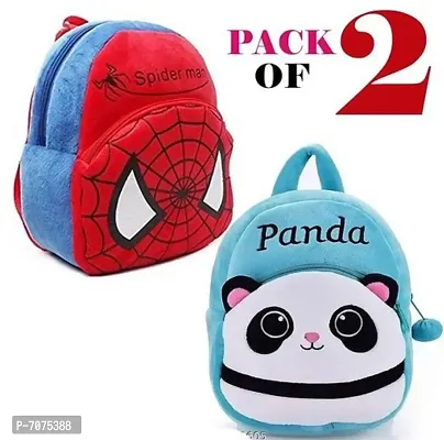 Panda And SpiderMan Red Kids School Bag Cartoon Backpacks