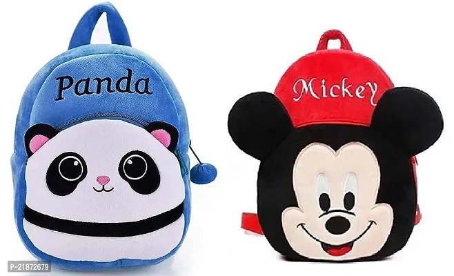 Aviaaz Panda Blue  Mickey Red Combo Kids School Bag Cute Backpacks for Girls/Boys/Animal Cartoon Mini Travel Bag Backpack for Kids Girl Boy 2-6 Years