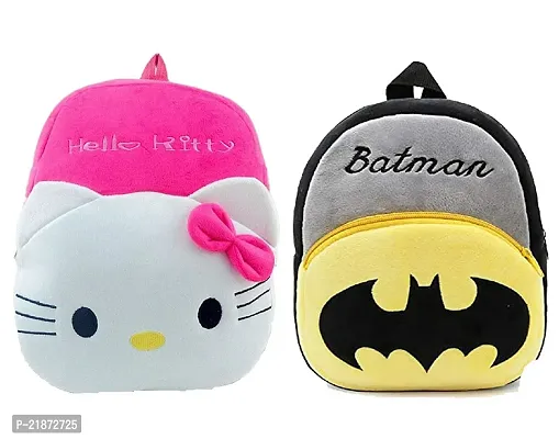 Aviaaz Hello Kitty  Batman Combo Kids School Bag Cute Backpacks for Girls/Boys/Animal Cartoon Mini Travel Bag Backpack for Kids Girl Boy 2-6 Years-thumb0