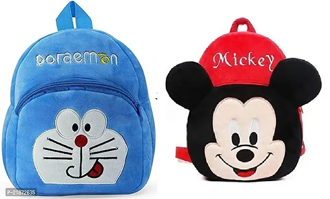 Aviaaz Doremon  Mickey Down Red Combo Kids School Bag Cute Backpacks for Girls/Boys/Animal Cartoon Mini Travel Bag Backpack for Kids Girl Boy 2-6 Years-thumb0