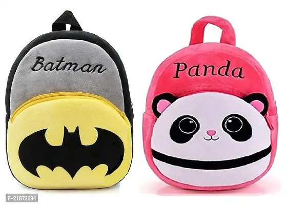 Aviaaz PinkPanda  Bataman Combo Kids School Bag Cute Backpacks for Girls/Boys/Animal Cartoon Mini Travel Bag Backpack for Kids Girl Boy 2-6 Years-thumb0