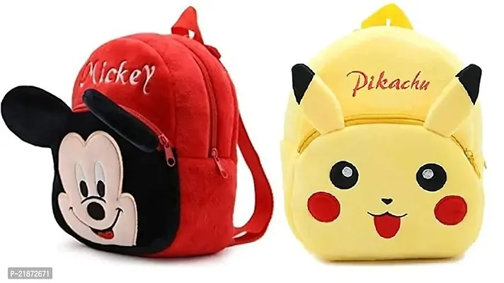 Aviaaz Mickey  Pikachu Combo Kids School Bag Cute Backpacks for Girls/Boys/Animal Cartoon Mini Travel Bag Backpack for Kids Girl Boy 2-6 Years-thumb0