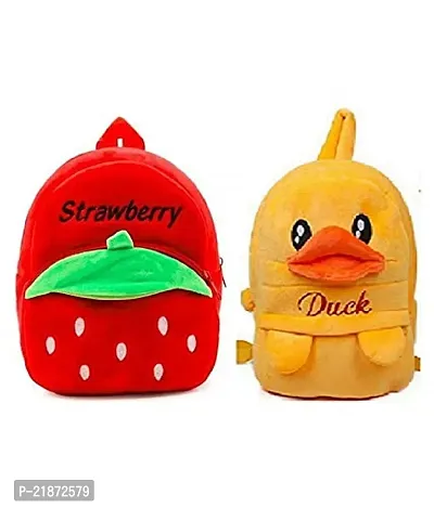 Aviaaz Duck  Stawarry Combo Kids School Bag Cute Backpacks for Girls/Boys/Animal Cartoon Mini Travel Bag Backpack for Kids Girl Boy 2-6 Years-thumb0