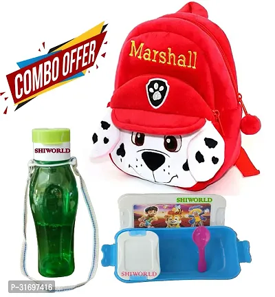 Soft Cartoon Animal School Bag with Water Bottle and Lunch Box for 2 to 5 Years (Combo)-thumb0