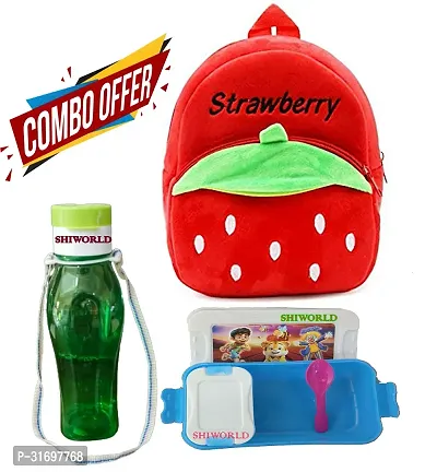 Soft Cartoon Animal School Bag with Water Bottle and Lunch Box for 2 to 5 Years (Combo)-thumb0