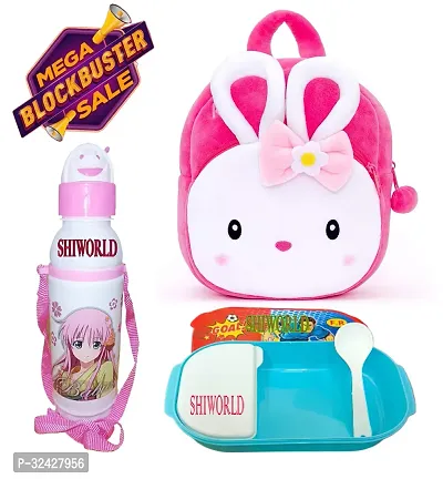 Free Water Bottle and Lunch Box Velvet Kids Soft Cartoon Animal Travelling School Bag Soft Plush Backpacks Baby Girls Boys for 2 to 5 Years Baby/Boys/Girls Nursery, Picnic,Preschool