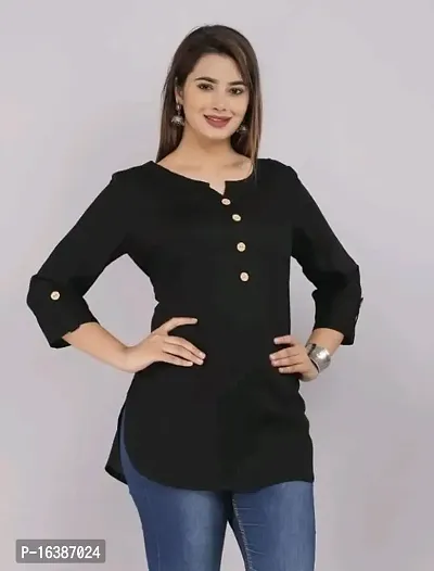 Women New Stylish Short Black Tops-thumb0