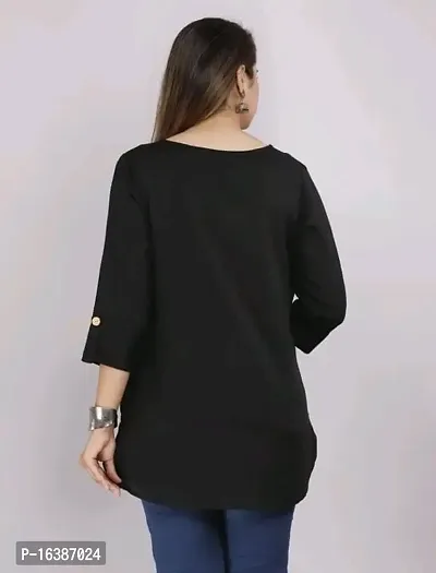 Women New Stylish Short Black Tops-thumb2