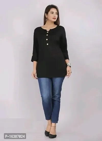 Women New Stylish Short Black Tops-thumb4