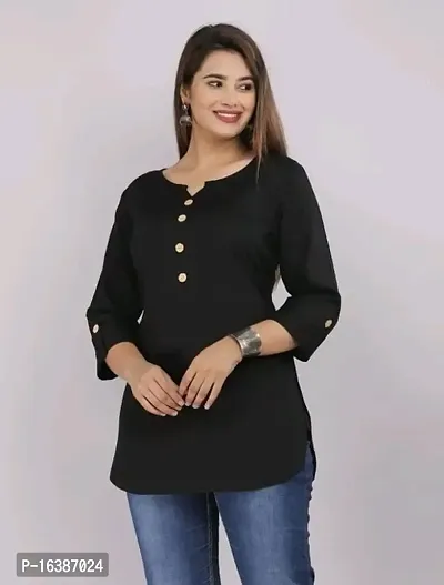 Women New Stylish Short Black Tops-thumb3