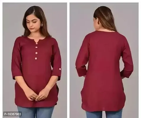 Women Solid New Short Maroon Tops-thumb0