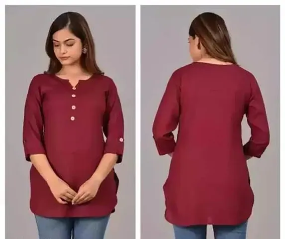 Solid Casual wear Top with 3/4th Sleeve