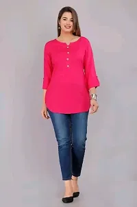 Women Solid New Stylish Short Pink Tops-thumb1