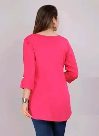 Women Solid New Stylish Short Pink Tops-thumb2