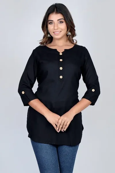 Classic Rayon Solid Tops for Women's