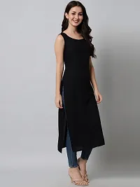 Women New Attractive Sleeveless Black Kurtis-thumb2