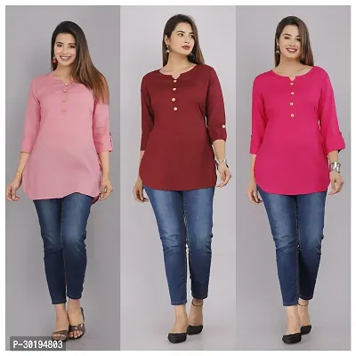 Solid Rayon Tops Combo of 3