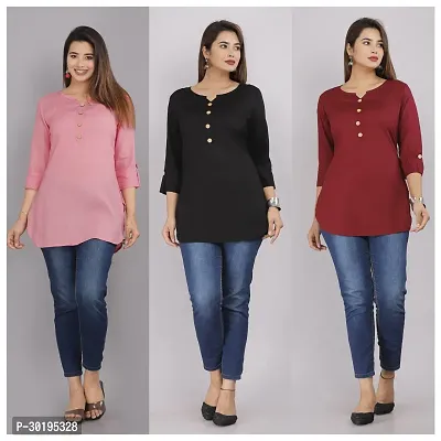 Solid Rayon Tops Combo of 3