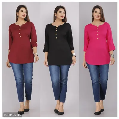 Solid Rayon Tops Combo of 3