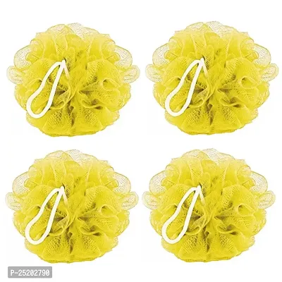 Pramsh Soft Sponge Loofah For A Fun Shower Time | Perfect Loofahs/Loofas for Men and Women | Bathing Scrubber For Body - 4 Loofahs (Yellow Pack Of Four)