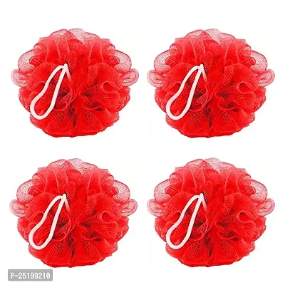 Pramsh Soft Sponge Loofah For A Fun Shower Time | Perfect Loofahs/Loofas for Men and Women | Bathing Scrubber For Body - 4 Loofahs (Red Pack Of Four)-thumb0