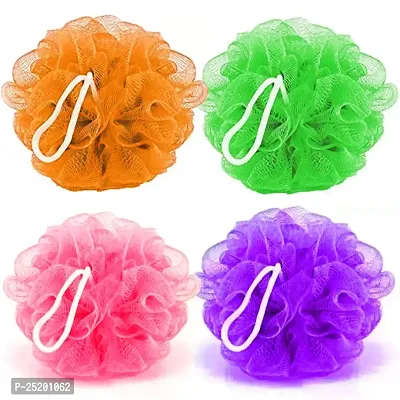 Pramsh Soft Sponge Loofah For A Fun Shower Time | Perfect Loofahs/Loofas for Men and Women | Bathing Scrubber For Body - 4 Loofahs (Pink-Orange-Green-Voilet)