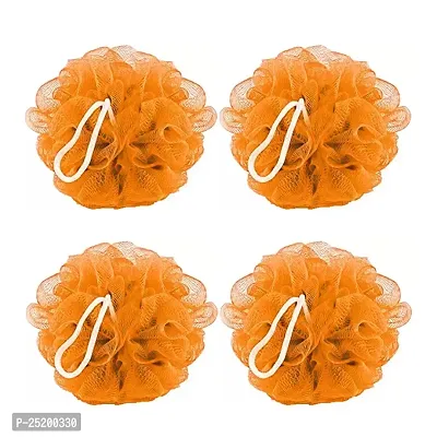 Pramsh Soft Sponge Loofah For A Fun Shower Time | Perfect Loofahs/Loofas for Men and Women | Bathing Scrubber For Body - 4 Loofahs (Orange Pack Of Four)