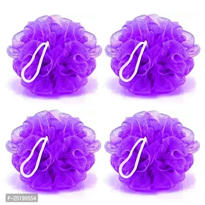 Pramsh Soft Sponge Loofah For A Fun Shower Time | Perfect Loofahs/Loofas for Men and Women | Bathing Scrubber For Body - 4 Loofahs (Voilet Pack Of Four)