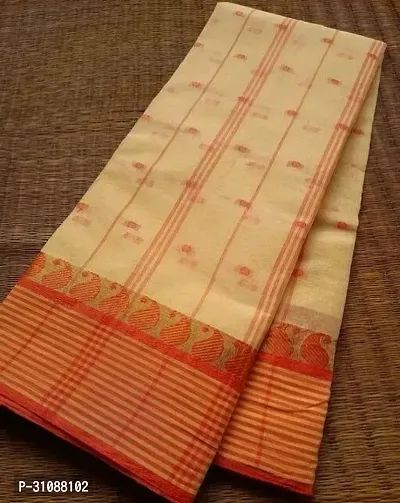 Stylish Cream Cotton Saree For Women