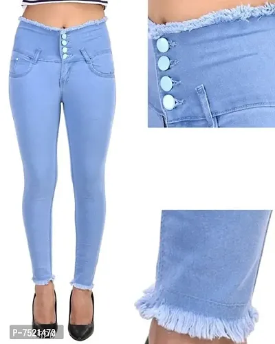 Blue Denim Self Design Jeans   Jeggings For Women-thumb0