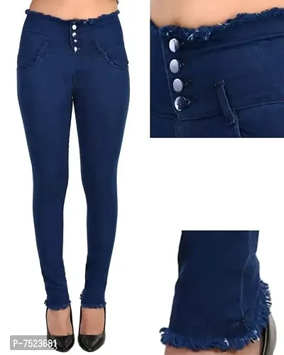 Navy Blue Denim Solid Jeans   Jeggings For Women-thumb0