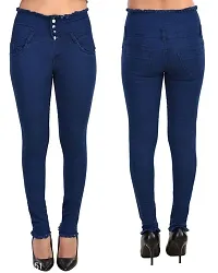 Navy Blue Denim Solid Jeans   Jeggings For Women-thumb1