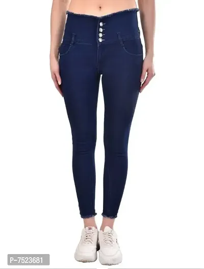 Navy Blue Denim Solid Jeans   Jeggings For Women-thumb3