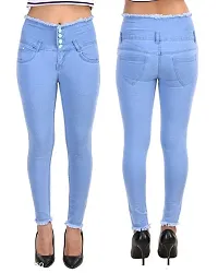 Blue Denim Self Design Jeans   Jeggings For Women-thumb1