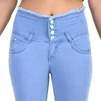 Blue Denim Self Design Jeans   Jeggings For Women-thumb3