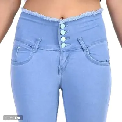 Blue Denim Self Design Jeans   Jeggings For Women-thumb4