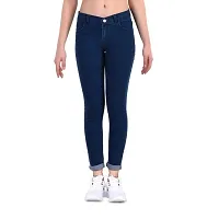 Fashionable Exclusive Womens Skinny Fit Jeans Dark Blue Round Pocket-thumb3