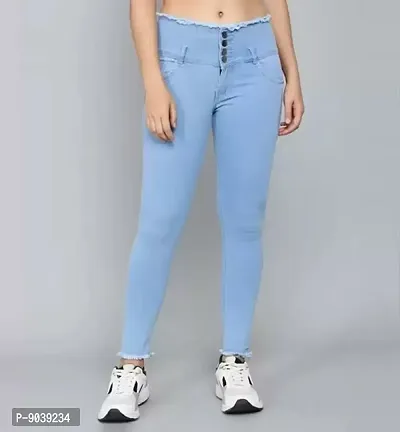 Classic Denim Solid Jeans for Women-thumb2