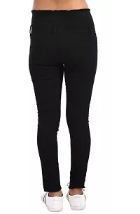 Black Denim Self Design Jeans   Jeggings For Women-thumb2