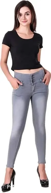 FashionEnsta Present Women  Girls Wear Stretchable and Stylish Denim Jeans four button Grey Monkey-thumb0