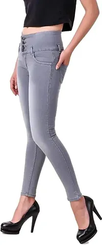FashionEnsta Present Women  Girls Wear Stretchable and Stylish Denim Jeans four button Grey Monkey-thumb2