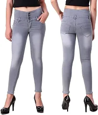 FashionEnsta Present Women  Girls Wear Stretchable and Stylish Denim Jeans four button Grey Monkey-thumb3
