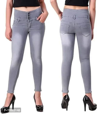 FashionEnsta Present Women  Girls Wear Stretchable and Stylish Denim Jeans four button Grey Monkey-thumb4