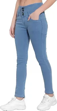Women's Denim Jeans stretchable and stylish Light Blue four Button plan-thumb1